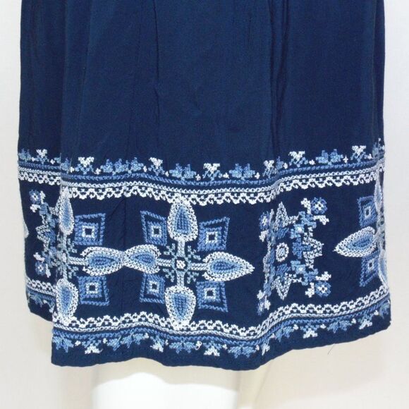 J. JILL Dress, L, Blue, Embroidered, Smocked waist, Sleeveless, Tie neckline - Picture 8 of 13